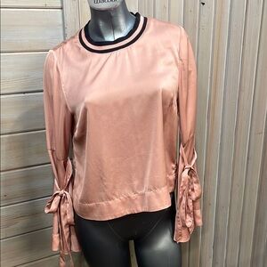 Hippie Laundry Pink Long Sleeve Tie Front Blouse